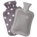 HomeTop Premium Classic Rubber Hot or Cold Water Bottle with Soft Fleece Cover (2 Liters,Gray)