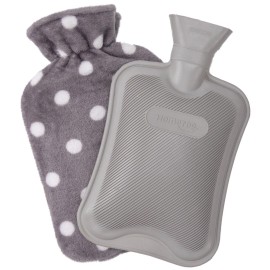 HomeTop Premium Classic Rubber Hot or Cold Water Bottle with Soft Fleece Cover (2 Liters,Gray)