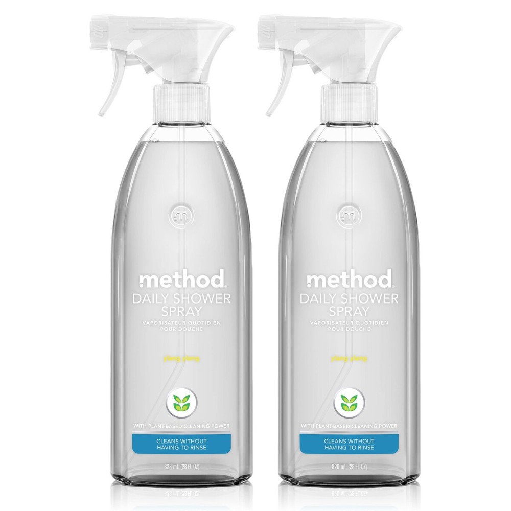Method Daily Shower Cleaner Spray, Ylang Ylang, For Showers, Tile, Fixtures, Glass and Tubs, 28 oz spray bottle (Pack of 2)