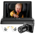 Baby Car Mirror, Car Baby Camera Monitor, Safety Car Seat Mirror Camera with 4.3\'\' HD, Wide Crystal Clear View, Night Vision, Not Need to Turn Around, Observe The Baby\'s Every Move at Any Time