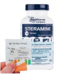 1 Bottle Steramine Sanitizer Tablets w/15x QT-10 Test Strips - Multi Purpose Steramine Sanitizing Tablets for Food Contact Surface, Kitchen, Restaurant, Food Service by FryOilSaver (150 Count)