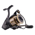 PENN Battle III Spinning Inshore Fishing Reel, HT-100 Front Drag, max of 15lb | 6.8kg, Made with Sturdy All-Aluminum Composition for Durability,Black/Gold