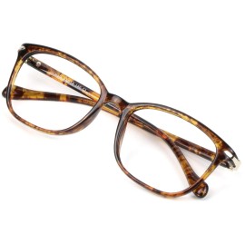 VisionGlobal Blue Light Blocking Glasses for Women/Men, Anti Eyestrain, Computer Reading, TV Glasses, Stylish Square Frame, Anti Glare(Tortoise,+5.75 Magnification)