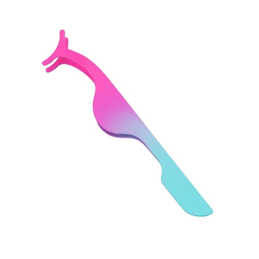 EIAKE False Eyelashes Applicator Tool Eyelash Extension Tweezers Remover Clip Tweezers Nipper (Pink to Blue)