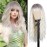 MERISIHAIR Ombre Platinum Blonde Wig with Bangs, Long Platinum Blonde Wigs for Women,Synthetic Long Platinum White Wig Dark Roots Daily Use Hair for Halloween Cosplay (Platinum Blonde)