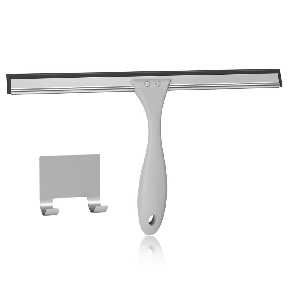 AmazerBath Squeegee for Shower Glass Doors - All-Purpose Squeegee with Hook for Shower Doors, Windows, Mirrors, Tiles and Car Glass, 12 Inches