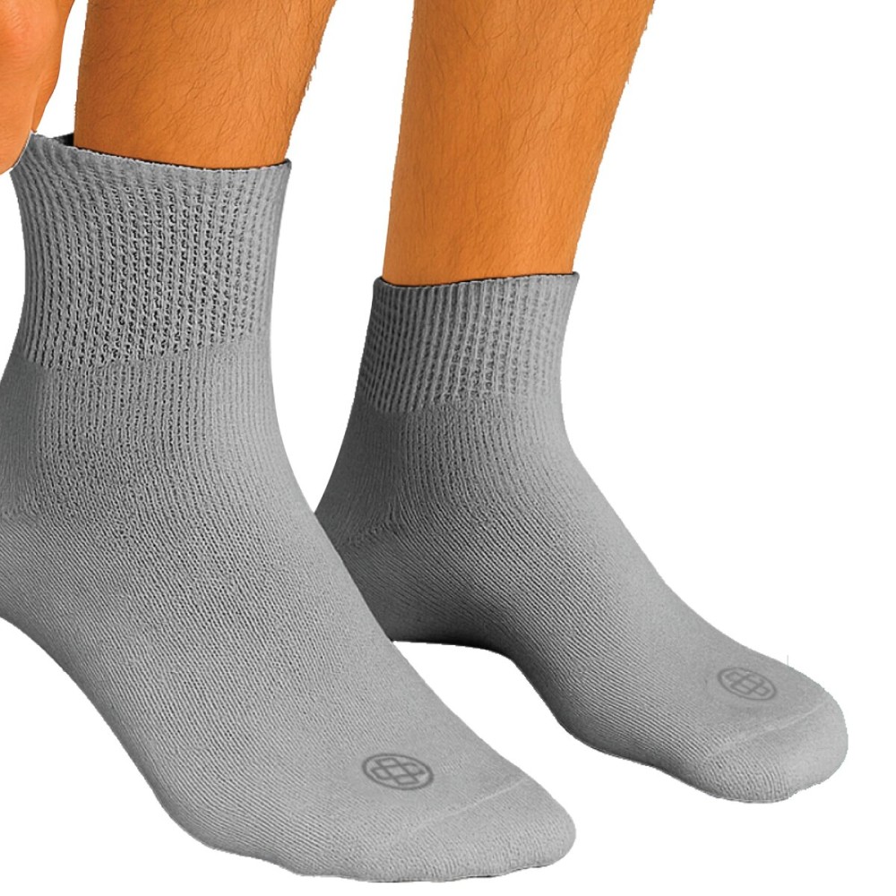 Doctor\'s Choice Diabetic Socks for Men, Seamless Ankle Socks with Non-Binding Top, Provides Extra Comfort for Gout, 4-Pairs, Grey, Large, Size 10-13
