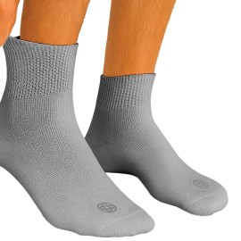 Doctor\'s Choice Diabetic Socks for Men, Seamless Ankle Socks with Non-Binding Top, Provides Extra Comfort for Gout, 4-Pairs, Grey, Large, Size 10-13