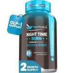 Herbtonics Night Time Burn & Sleep Complex Supports Overnight Metabolism, Stress Relief & Deep Sleep. Includes Melatonin, Valerian and Green Tea - Vegan Bedtime Weight Management (60 Capsules)