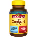 Nature Made Algae Oil Omega 3 Supplement 540mg, Omega 3 Fish Oil Alternative, 70 Veggie Softgels, Sustainable, Plant-Based, for Healthy Heart, Brain, and Eye Support, 70 Softgels