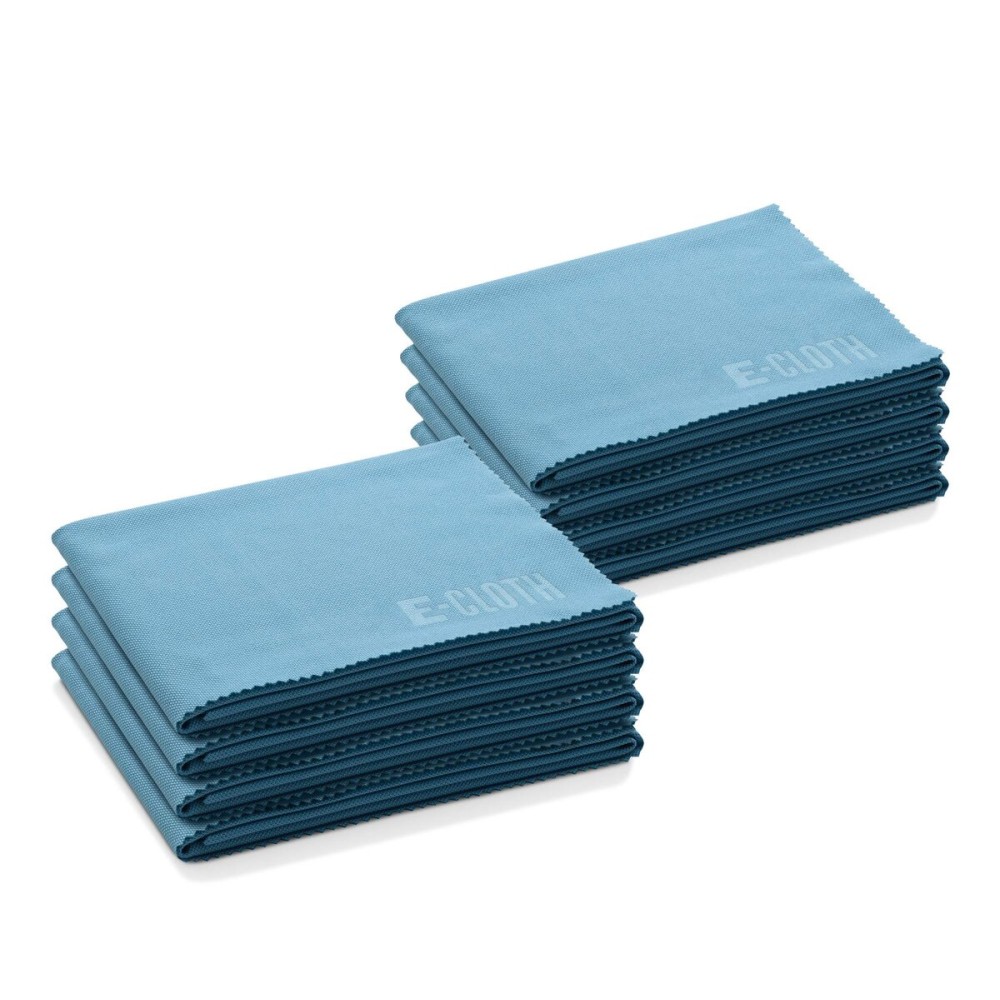 E-Cloth Glass & Polishing Cloths, Premium Microfiber Glass Cleaner, Great for Windows, Glass and Mirrors, Washable and Reusable, 100 Wash Guarantee, Alaskan Blue, 8 Pack