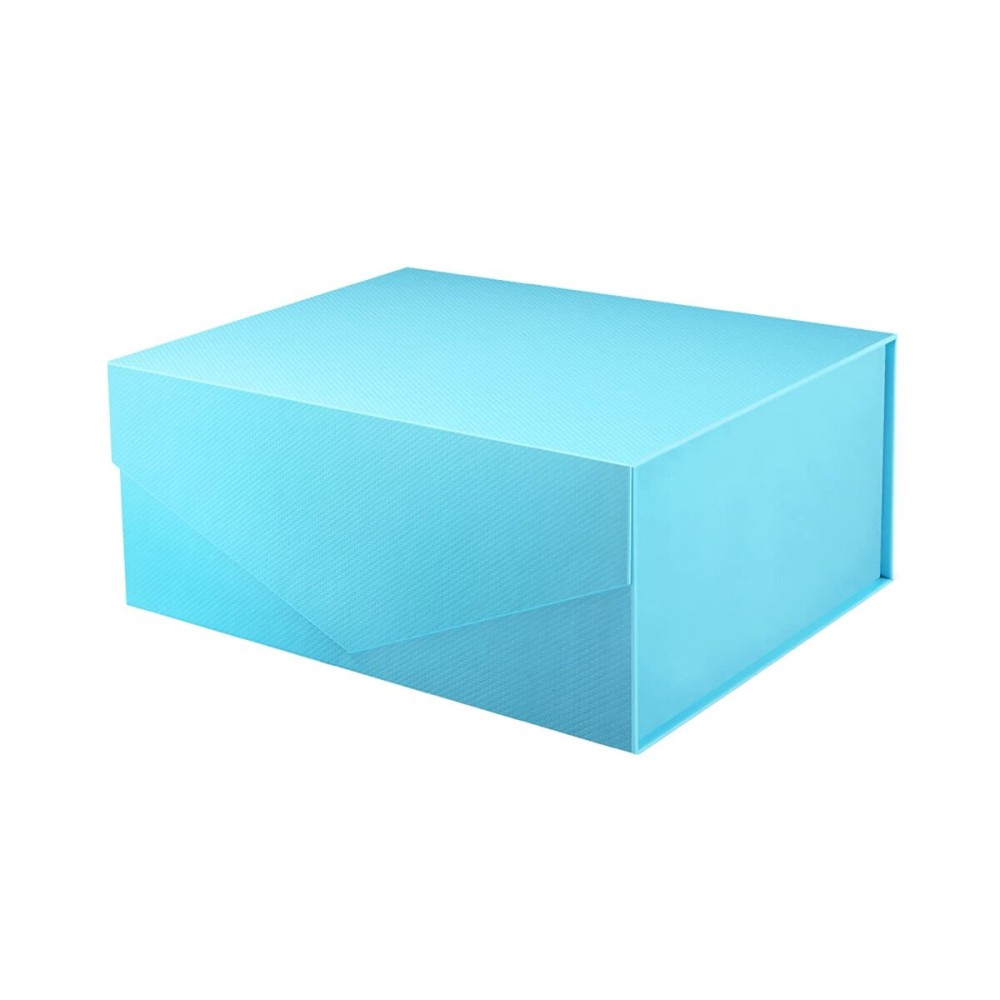 PACKHOME Gift Box 9x6.5x3.8 Inches, Rectangle Collapsible Box with Magnetic Lid for Gift Packaging (Matte Blue, Grain Texture)