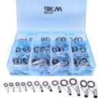 9KM DWLIFE Fishing Rod Tip Repair Kit 45pcs, Black Stainless Steel, Wear Resistant Ceramic Ring, Guide Replacement