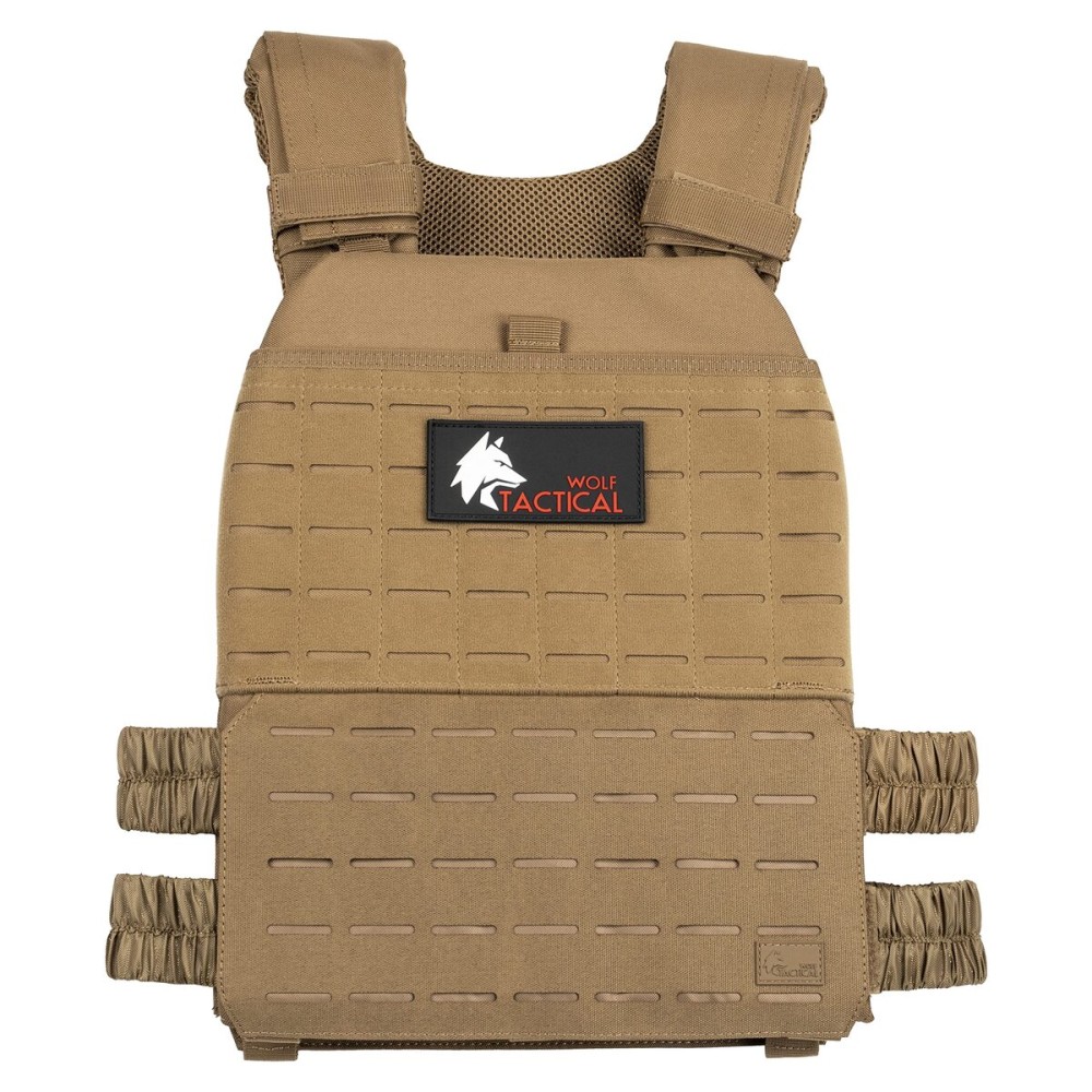Wolf Tactical Adjustable Weighted Vest for Men & Women - Rucking, Workout, Running, Walking & CrossFit Weight Vest for Strength Training & Fitness (Tan)