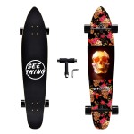 42 Inch Longboard Skateboard Complete Cruiser,The Original Artisan Maple Skateboard Cruiser for Cruising, Carving, Free-Style and DownhillSkull Heads