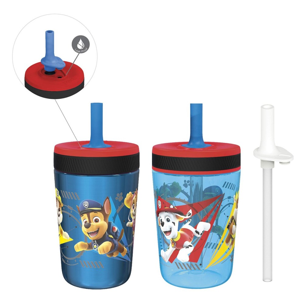Zak Designs PAW Patrol Kelso Tumbler Set, Leak-Proof Screw-On Lid with Straw, Bundle for Kids Includes Plastic and Stainless Steel Cups with Additional Sipper (Paw Patrol- 3pc)