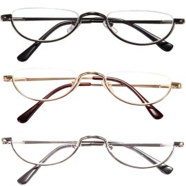 KoKoBin Newly Upgraded Translucent Reading Glasses 3 Pairs of Half-Frame Metal Frame Glasses Spring Hinge Reader for Men and Women, Black. Gold. Silver 1.00