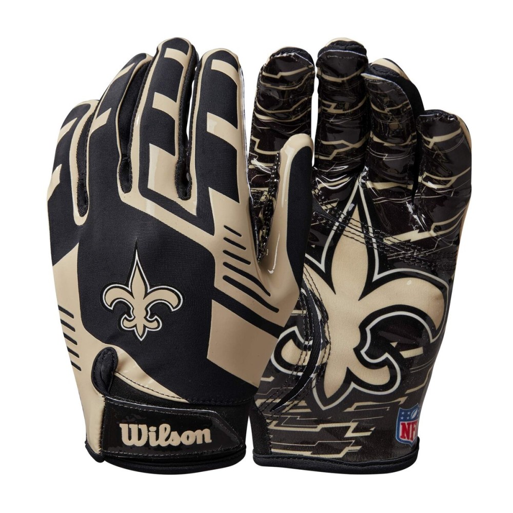 Wilson NFL Stretch Fit Football Gloves - Youth, New Orleans Saints