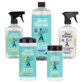 Aunt Fannie\'s Whole Home Cleaning Bundle: All Purpose Spray, Floor Cleaner, Glass & Window Cleaner, Multi-Surface Wipes, Carpet Refresher