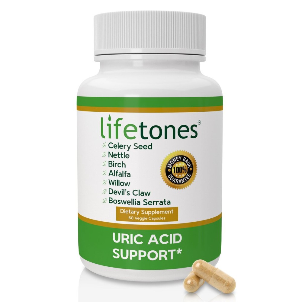Life Tones Uric Acid Support - Herbal Joint Cleanse for Men and Women - Natural Remedy, Flexibility Boost - Non-GMO, Gluten-Free - 60 Vegan Vitamins