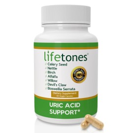Life Tones Uric Acid Support - Herbal Joint Cleanse for Men and Women - Natural Remedy, Flexibility Boost - Non-GMO, Gluten-Free - 60 Vegan Vitamins