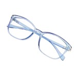 VisionGlobal Blue Light Blocking Glasses for Women/Men, Anti Eyestrain, Computer Reading, TV Glasses, Stylish Square Frame, Anti Glare(Clear Blue,+6.00 Magnification)