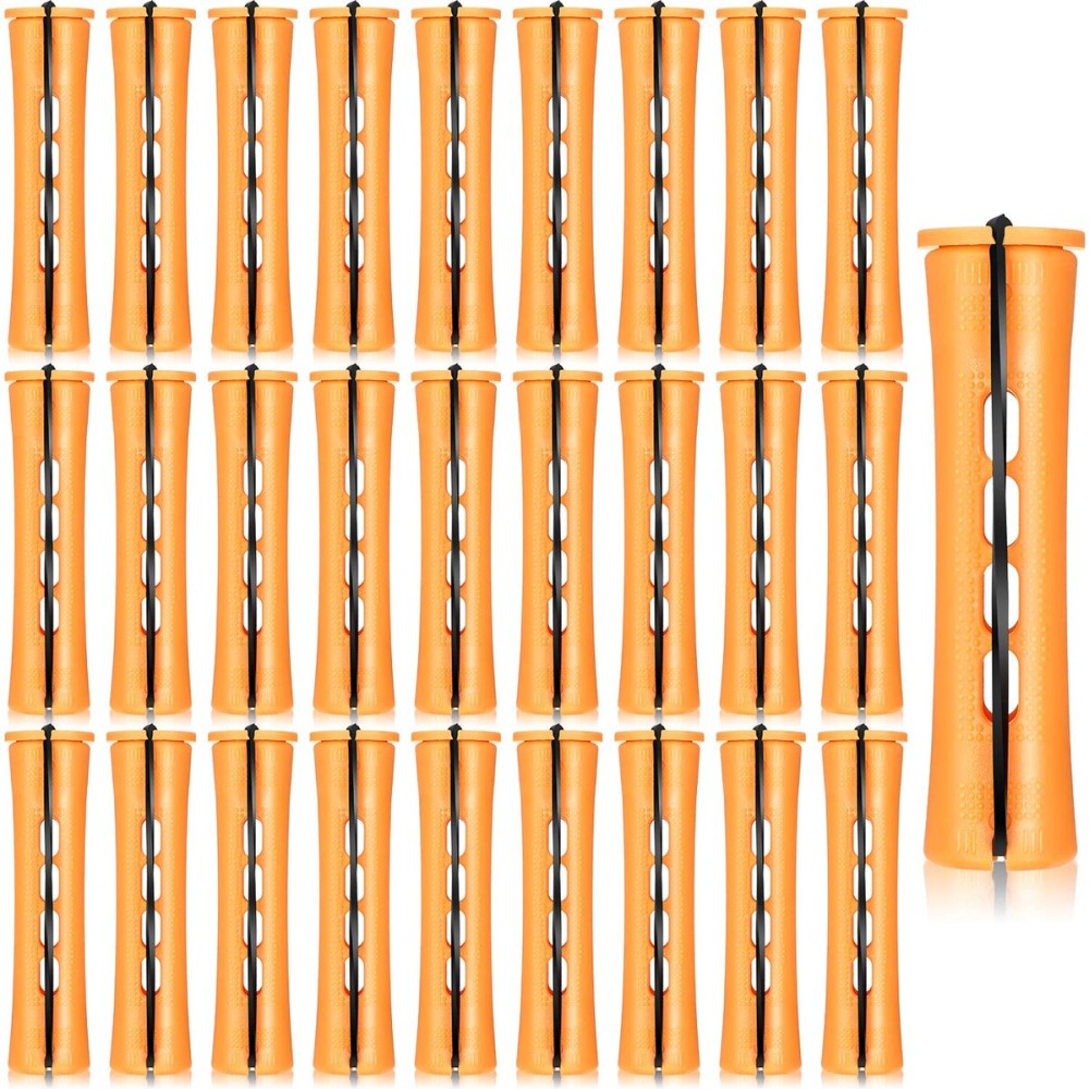 WILLBOND 60 Pcs Perm Rods for Long Hair Plastic Curl Rods Cold Wave Irons Curling Roller for Hair Styling Hairdressing Tools (0.87 Inch, Orange)