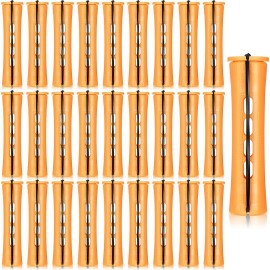 WILLBOND 60 Pcs Perm Rods for Long Hair Plastic Curl Rods Cold Wave Irons Curling Roller for Hair Styling Hairdressing Tools (0.87 Inch, Orange)