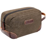 emissary Men\'s Toiletry Bag, Leather and Canvas Travel Toiletry Bag, Dopp Kit for Men, Travel Bathroom Bag Men\'s Shaving Kit, Travel Kit Small Bags for Men, Shaving Bag for Travel Accessories (Coffee)