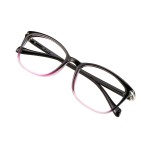 VisionGlobal Blue Light Blocking Glasses for Women/Men, Anti Eyestrain, Computer Reading, TV Glasses, Stylish Square Frame, Anti Glare(Black Purple,+5.50 Magnification)