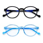 ANDWOOD Blue Light Glasses Kids Girls Boys Computer Gaming Anti Blue Ray Age3-12 Unbreakable TR90 Frame With Case Black
