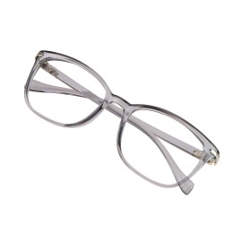 VisionGlobal Blue Light Blocking Glasses for Women/Men, Anti Eyestrain, Computer Reading, TV Glasses, Stylish Square Frame, Anti Glare(Clear Gray,+5.75 Magnification)