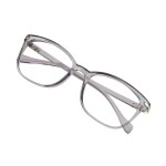 VisionGlobal Blue Light Blocking Glasses for Women/Men, Anti Eyestrain, Computer Reading, TV Glasses, Stylish Square Frame, Anti Glare(Clear Gray,+4.75 Magnification)