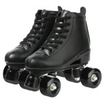 XUDREZ Classic Roller Skates High-Top Double-Row Leather Roller Skates for Women and Men (Black Black Wheel,7.5)