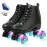 XUDREZ Classic Roller Skates High-Top Double-Row Leather Roller Skates for Women and Men (Black, M:8.5 W:10)