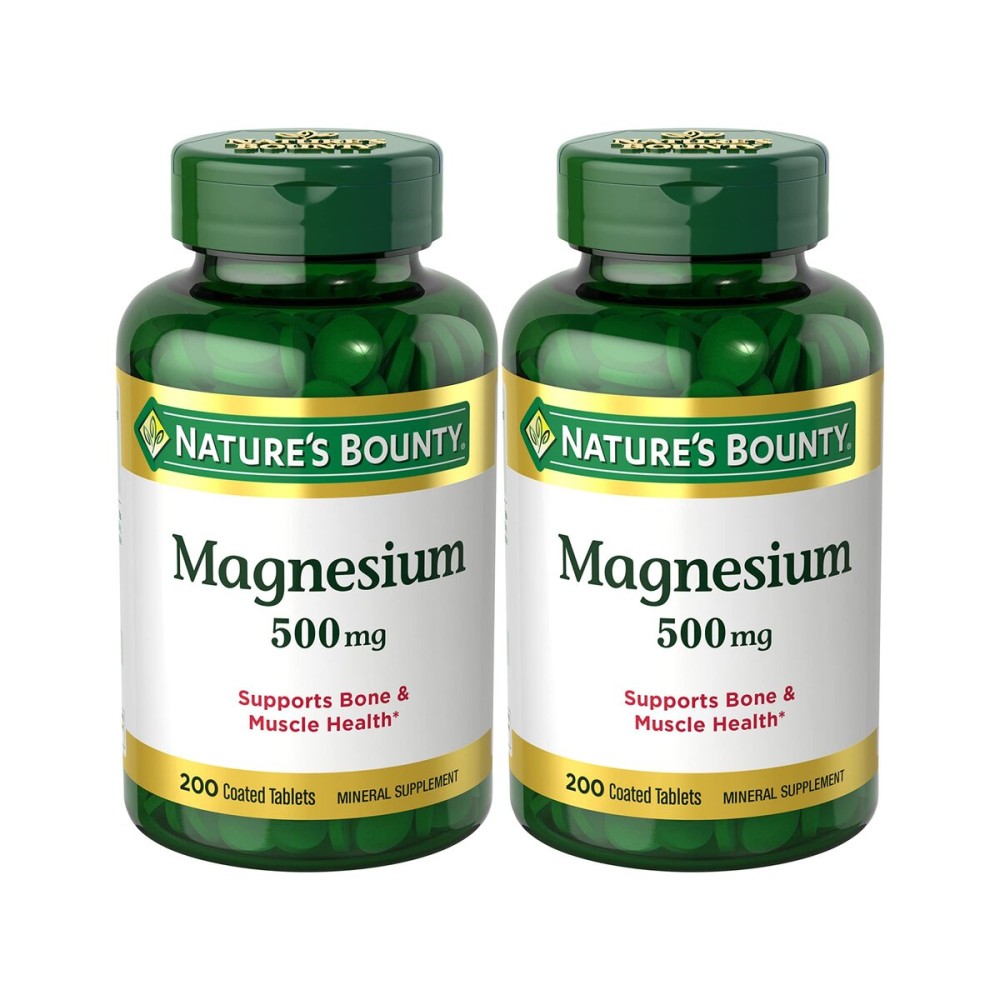 Nature\'s Bounty Magnesium Supplements 500mg Tablets, Support Bone & Muscle Health, 200 Count (Pack of 2)