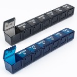 2-Pack Weekly Large Pill Organizer for Travel, 7 Day Pill Boxes and Organizer, Big Compartments Pill Case AM PM,14 Day XL Medication Organizer Dispenser for Fish Oils, Vitamin Holder Supplement