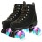 XUDREZ Cowhide Roller Skates for Women and Men High-Top Shoes Double-Row Design,Adjustable Classic Premium Roller Skates (Black Flash Wheel,7.5)