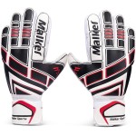 Malker Soccer Goalie Gloves Goalkeeper Gloves with Fingersave and Double Wrist Protection, Strong Grip Goalkeeper Gloves for Youth&Adult Size 5(White)
