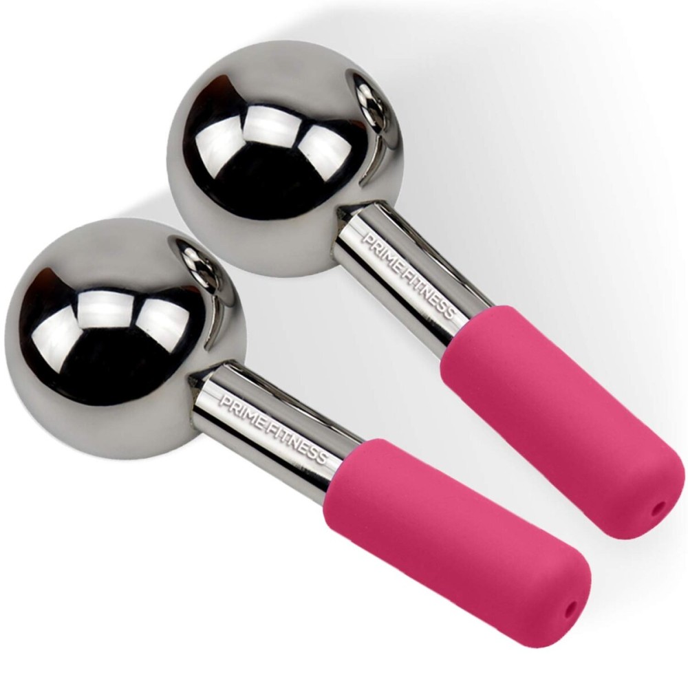 Ice Globes for Facials | Unbreakable Steel Cooling Roller | Cryo Sticks for Face | Massager for Face Neck & Eyes | Skin Care for Dark Circles, Puffiness, Wrinkles, Collagen Production (Pink)