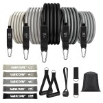 WIKDAY Exercise Resistance Bands with Handles for Working Out 150 Lbs Workout Bands Set with Loop Bands Door Anchor for Physical Therapy, Yoga, Pilates