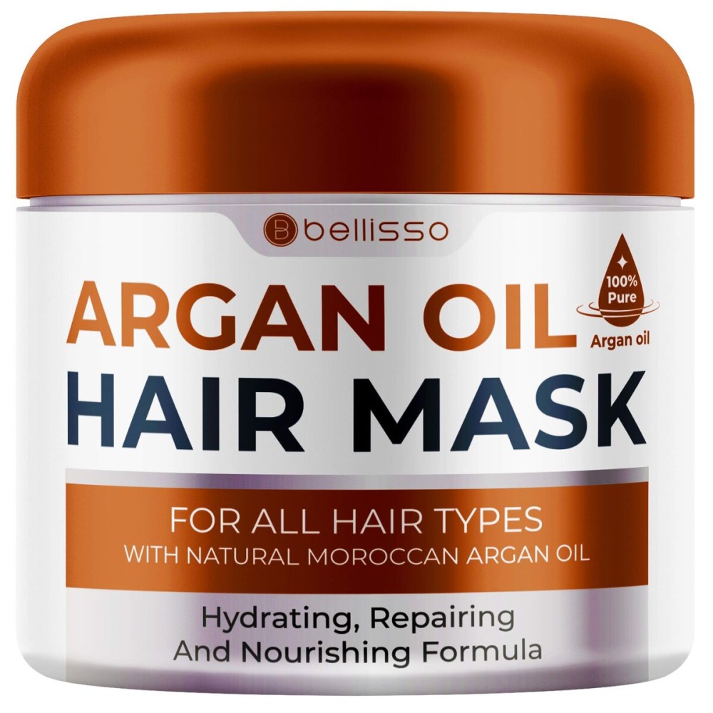Moroccan Argan Oil Mask - Deep Conditioning Moisturizer for Dry, Extremely Damaged Hair - Hydrating Repair Treatment for Split Ends - With Collagen and Keratin for Curly, Frizzy and Color Treated Hair