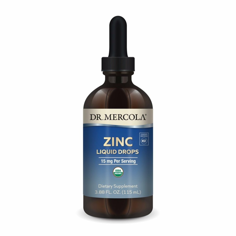Dr. Mercola Zinc Liquid Drops - Supports Immune & Organ Health - 15 mg Organic Zinc Liquid Drops - USDA Organic - NSF Certified - Non-GMO, Gluten-Free & Soy-Free - 3.88 fl oz (28 Servings)