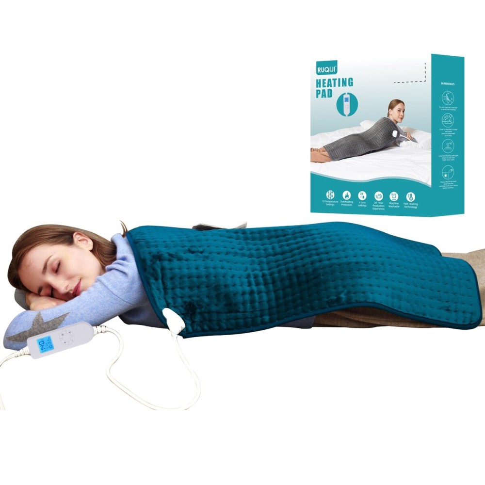 Ruqiji 17\'\'x33\'\' XXXL King Size Heating Pad with 10 Temperature Settings, Pain Relief for Back/Neck/Shoulders/Menstrual Pain/Leg Cramp Christmas Gifts for Women Men Mom Dad(Dark Teal)