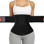 KIWI RATA Neoprene Sauna Waist Trainer Corset Sweat Belt with 2 Straps for Women C-bones Compression Workout Fitness Double Cincher Belts,3 Hooks Black,X-Large