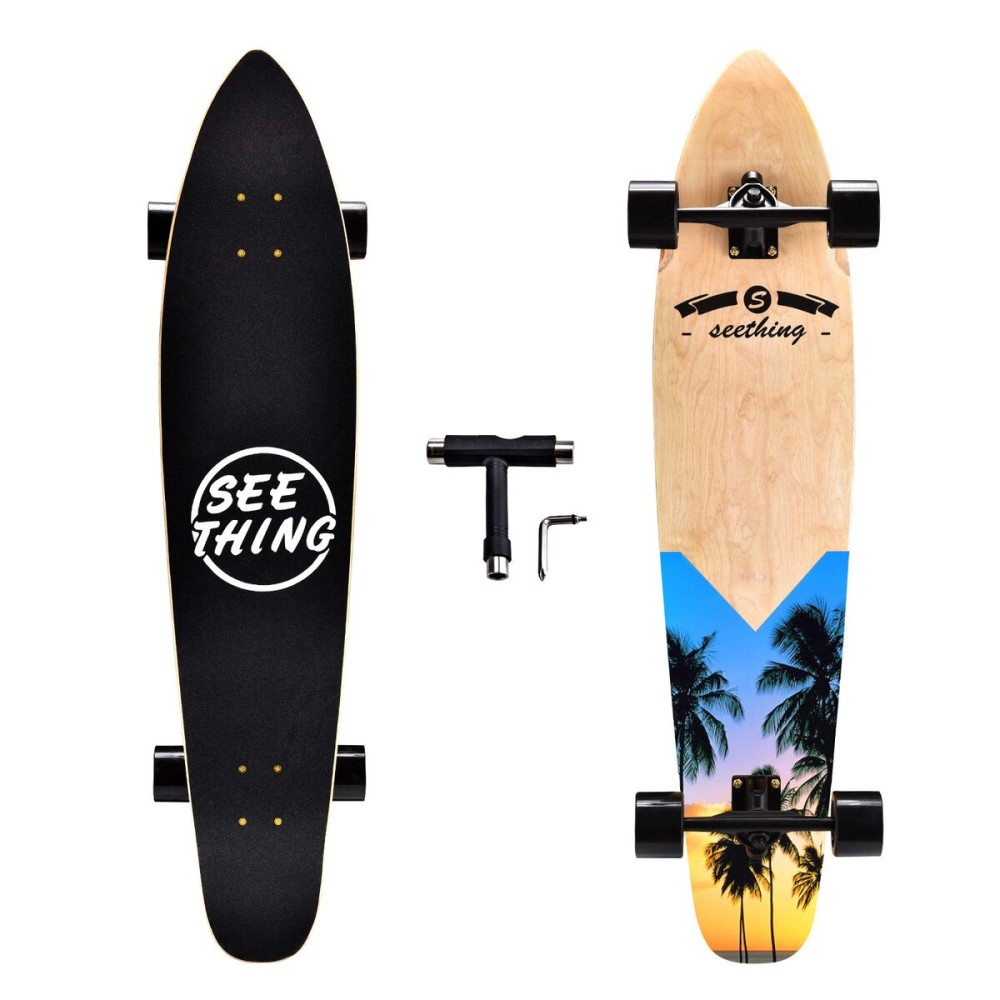 42 Inch Longboard Skateboard Complete Cruiser,The Original Artisan Maple Skateboard Cruiser for Cruising, Carving, Free-Style and DownhillSeaside