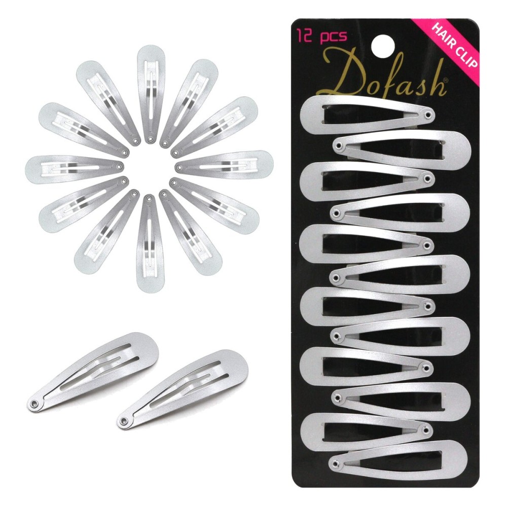 Dofash 12PCS Snap Hair Clips For Women-Non Slip & Metal Hair Barrettes, 5cm 2\'\' Small Clips For Thin & Fine Hair, Silver Grey