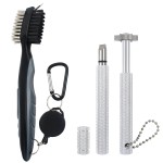 VIPMOON Golf Club Cleaner Kit, 2 Pcs Groove Sharpener Tool and 1 Pcs Club Cleaner Brush Retractable, Groove Sharpener Re-Grooving Tool for Golf Accessories for Men (Silver)