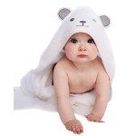 HIPHOP PANDA Hooded Towel - Rayon Made from Bamboo, Bath Towel with Bear Ears for Newborn, Babie, Toddler, Infant - Absorbent Large Baby Towel - Bear, 30 x 40 Inch