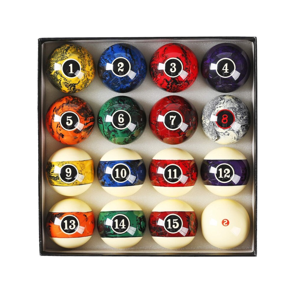 JAPER BEES Billiard Ball Marble Dark 2-1/4 Regulation Size&Weight Complete 16balls
